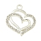 Alloy Micro Pave Clear Cubic Zirconia Pendants, Heart, Silver, 24.5x22x2mm, Hole: 2.5mm