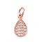Brass Micro Pave Cubic Zirconia Pendants, teardrop, Rose Gold, 11.5x7x1.5mm, Hole: 1mm