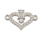 Tarnish Resistant 304 Stainless Steel Connector Rhinestone Settings, Heart with Owl, Stainless Steel Color, Fit For 1.2mm Rhinestone, 15x23.5x2mm, Hole: 1.5mm