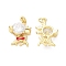 Brass with Clear Cubic Zirconia Enamel Pendants, Cadmium Free & Lead Free, Rack Plating, Christmas Theme, Deer, Real 18K Gold Plated, 21x14x5.7mm, Hole: 3mm