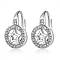 Brass Micro Pave Cubic Zirconia Pentacle Leverback Earrings, Flat Round with Star, Clear, Platinum, 16x13x10.5mm, Pin: 1mm