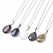 Natural & Synthetic Gemstone Pendant Necklaces, with Brass Chains, teardrop, 17.3 inch(44cm), 1.5mm