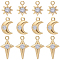 18Pcs 3 Style Brass Micro Pave Cubic Zirconia Charms, Nickel Free, Real 18K Gold Plated, Mixe Shape, Clear, 8.5~14x7~8x2.5mm, Hole: 1~1.2mm, 6pcs/style