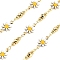 Brass Flower Link Chains, with Enamel, Cadmium Free & Nickel Free & Lead Free, Real 18K Gold Plated, Soldered, with Spool, White, 12.5x7.5x2mm