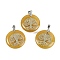 Natural Yellow Aventurine Flat Round Pendants, Tree of Life Charms with Rack Plating Platinum Tone Brass Snap on Bails, Cadmium Free & Lead Free, 30.5~32x25~25.5x6.5~7.5mm, Hole: 4.5x3.5mm