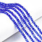 Electroplate Glass Beads Strands, AB Color Plated, Faceted, Rondelle, Blue, 3.5~3.8x3mm, Hole: 0.4mm, about 105~110pcs/strand, 29~31cm