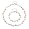 Rondelle Natural Amazonite Links Bracelets & Necklaces Sets, Brass Jewelry for Women, Beacelet: 7-7/8 inch(20cm), Necklace: 16-3/8 inch(41.5cm)