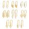 8 Pairs 8 Styles Brass Micro Pave Clear Cubic Zirconia Earring Hooks, Ear Wire, with Loops, Leaf & Rectangle, Real 18K Gold Plated, 15~18.5mm, Hole: 1~1.2mm, 1 Pair/style