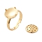 Brass Adjustable Ring Findings, Sieve Ring Settings, Flat Round, Real 18K Gold Plated, Sieve Ring: 12x1.5mm, Inner Diameter: 19mm
