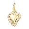 Brass Micro Pave Clear Cubic Zirconia Pendants, Cadmium Free & Lead Free, Heart, Real 16K Gold Plated, 24.5x16x3.5mm, Hole: 3x4mm