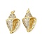 Brass Micro Pave Cubic Zirconia Pendants, Conch Shape Charms, Rack Plating, Cadmium Free & Lead Free, Long-Lasting Plated, Real 18K Gold Plated, with Jump Ring, Clear, 21.5x13.5x9mm, Hole: 3.5mm
