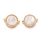 Brass Micro Pave Cubic Zirconia Links connectors, with Shell, Flat Round with Virgin Mary, Clear, Golden, 15x20x3mm, Hole: 1.2mm