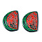 Translucent Acrylic Pendants, 3D Printed, Watermelon, Dark Green, 33x24x3mm, Hole: 1.5mm
