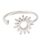 Non-Tarnish 304 Stainless Steel Sun Open Cuff Ring for Women, Stainless Steel Color, US Size 6(16.5mm)