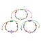 Cross & Round Acrylic Braided Bead Bracelets, Adjustable Nylon Cord Kid Bracelets for Girls, Colorful, Inner Diameter: 1-3/8~2-3/4 inch(3.5~7cm)