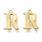 PVD Vacuum Plating  304 Stainless Steel Charms, Laser Cut, Alphabet, Golden, Letter.R, 12x9x0.8mm, Hole: 1mm