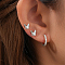 3Pcs Sterling Silver Butterfly Earring Sets, with Clear Cubic Zirconia, Silver, 6x8~9mm