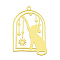 201 Stainless Steel Pendants, Laser Cut, Birdcage with Cat, Golden, 32x21.5x1mm, Hole: 1.6mm