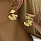 304 Stainless Steel Dangle Stud Earrings for Women, Leaf, Real 18K Gold Plated, 32x32mm