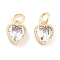 Brass with Cubic Zirconia Pendants, with Jump Ring, Cadmium Free & Nickel Free & Lead Free, Heart, Real 18K Gold Plated, 8.5x7x3.5mm, Hole: 3.4mm