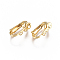 304 Stainless Steel Clip-on Earrings Findings, with Loop, For Non-pierced Ears, Real 18k Gold Plated, 16x12x7.5mm, Hole: 1.8mm