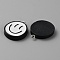 Opaque Resin Enamel Pendants, Smiling Face Print Flat Round Charms with Platinum Plated Iron Loops, White, 27~28x23x3.5~4.5mm, Hole: 2mm