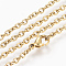 Real 24K Gold Plated Brass Cable Chain Necklaces, with Brass Lobster Claw Clasps, Golden, 18.9 inch