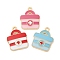 Alloy Enamel Pendants, Cadmium Free & Nickel Free & Lead Free, Rack Plating, Golden, Medical Box Charm, Mixed Color, 22x18x2mm, Hole: 1.8mm