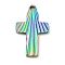 Ion Plating(IP) 304 Stainless Steel Pendants, Cross Charm, Rainbow Color, 22x13x1.9mm, Hole: 1.6mm