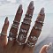 14Pcs Alloy with Rhinestone Finger Rings, Horse Eye/Rectangle/Heart, Platinum, Inner Diameter: 16~19mm