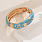 Vintage Elegant Flower Alloy Hinged Bangles for Women's Holiday Wear, Light Sky Blue, Inner Diameter: 2-3/8 inch(6cm)