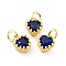 Brass Micro Pave Mixed Color Cubic Zirconia Pendants, Real 18K Gold Plated, Long-Lasting Plated, Heart, Dark Blue, 9.3x7.4x5.5mm, Hole: 3mm