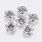 5-Petal Brass Bead Caps, Flower, Real Platinum Plated, 15x6.5mm, Hole: 1mm