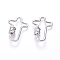 Brass Micro Pave Cubic Zirconia Screw Carabiner Lock Charms, for Necklaces Making, Clear, Cross, Platinum, 30x21x2mm