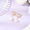 knot Brass Hoop Earrings, with Glass Pearl, Golden, 42.5x14.5mm