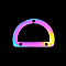 201 Stainless Steel Chandelier Components Links, Laser Cut, Semicircle, Rainbow Color, 13.5x20x1mm, Hole: 1.4mm