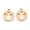 Ion Plating(IP) 304 Stainless Steel Charms, Laser Cut, Flat Round with Angel, Golden, 13x11x1.5mm, Hole: 1.4mm