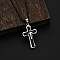 Triple Layered Cross 304 Stainless Steel Pendant Necklaces for Men, Stainless Steel Color, Black, 21.65 inch(55cm)