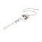 Amethyst Pendant Decoration, Hanging Suncatcher, with Stainless Steel Rings and Hexagon Alloy Frame, Bullet Shape, Purple, 404x2mm, Hole: 10mm