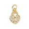 Brass Micro Pave Cubic Zirconia Pendants, Cadmium Free & Lead Free, Lock Charms, with Jump Ring, Real 18K Gold Plated, 12.5x8.5x2mm, Hole: 3mm