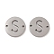 Non-Tarnish 201 Stainless Steel Hollow Flat Round Links, Letter Connector Charms, Stainless Steel Color, Letter S, 12x1mm, Hole: 1.2mm