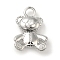Brass Micro Pave Cubic Zirconia Pendants, Cadmium Free & Nickel Free & Lead Free, Bear, Real Platinum Plated, 21x15x6.5mm, Hole: 3mm