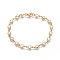 Ion Plating(IP) 304 Stainless Steel Link Bracelets, with Enamel and Lobster Claw Clasps, Heart, Golden, White, 8-1/8 inch(20.7cm)