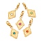 Oval 304 Stainless Steel Rhinestone Pendant Decorations, with Lobster Claw Clasp, Real 14K Gold Plated, Mixed Color, 28.5mm