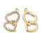 Alloy Pendants, with Crystal Rhinestone, Heart Charm, Lead Free & Cadmium Free, Light Gold, 23x13x2.5mm, Hole: 1.6mm