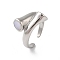 Shell Open Cuff Ring for Women, 304 Stainless Steel Bypass Finger Ring, Real 18K Gold Plated, Stainless Steel Color, White, 10.5mm, Inner Diameter: Adjustable