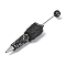 Iron Beadable Pen, Ball-Point Pen, with Polymer Clay Rhinestone & Plush Pompom, for DIY Personalized Pen with Jewelry Beads, Jet, 155x26mm