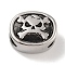Retro 304 Stainless Steel Slide Charms/Slider Beads, Oval with Skull, Antique Silver, 13x16x10mm, Hole: 9.5x6mm