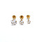 304 Stainless Steel Threadless Labrets, with Clear Cubic Zirconia, Golden, Square, 3x3mm, Pole: 8mm
