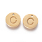 304 Stainless Steel Charms, Ion Plating (IP), Flat Round, Letter C, 10x1~1.5mm, Hole: 1mm